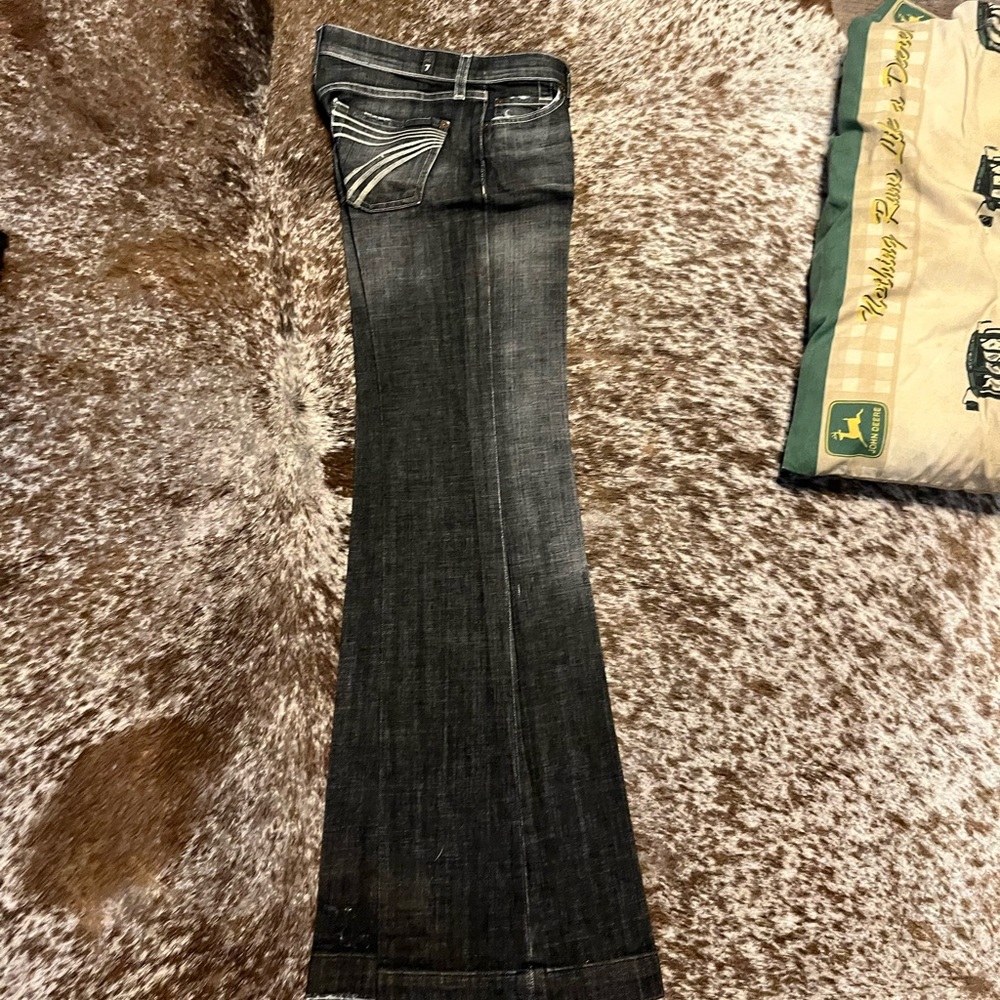 7 For all Mankind Size 26 Black Dojo Jeans Come Starched
